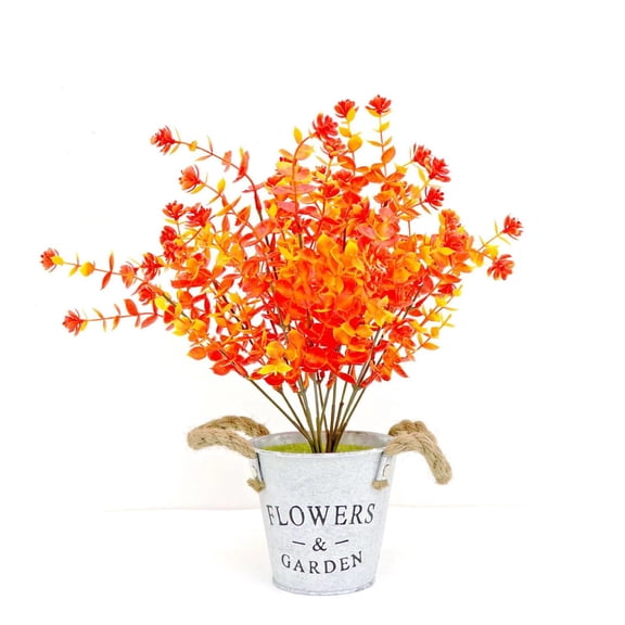 Artificial Fall Mums Flowers Outdoor Decorations, No Fade Autumn Floral for Front Porch Pots, Indoor Fall Home Decor Arrangement, 2 Bundles