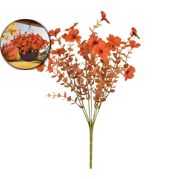 Artificial Fall Mums Outdoor UV Resistant, Fake Silk Plants No Fade Faux Greenery for Garden Porch Patio, Autumn Thanksgiving Christmas Home Decor