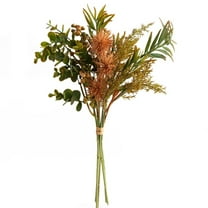 Artificial Fall Plant Arrangement with Autumn Green & Orange Leaves, Faux Plastic Greenery for Indoor Table Fireplace Front Door Porch Display, Thanksgiving Harvest , 1X Autumn Artificial Green Plant