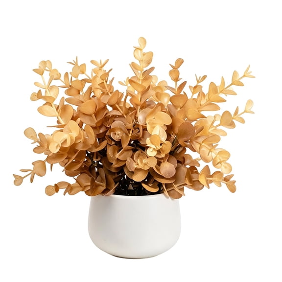 Artificial Fall Plants in Pot,Fall Small Space Artificial Plants,UV-resistant Warm Faux Potted Plants for Bathroom Shelf Office Desk Home Farmhouse Room Coffee Table Tray Decor