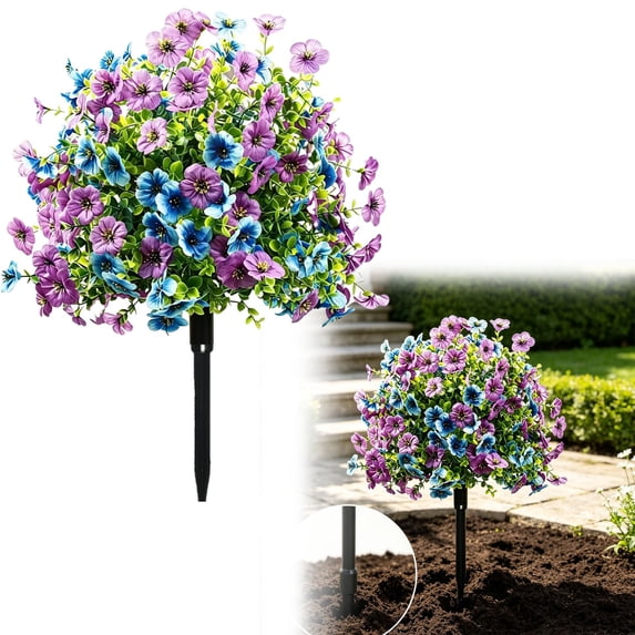 Artificial Fall Topiary Ball Flowers for Outdoors, Fake Plant, Violet ...