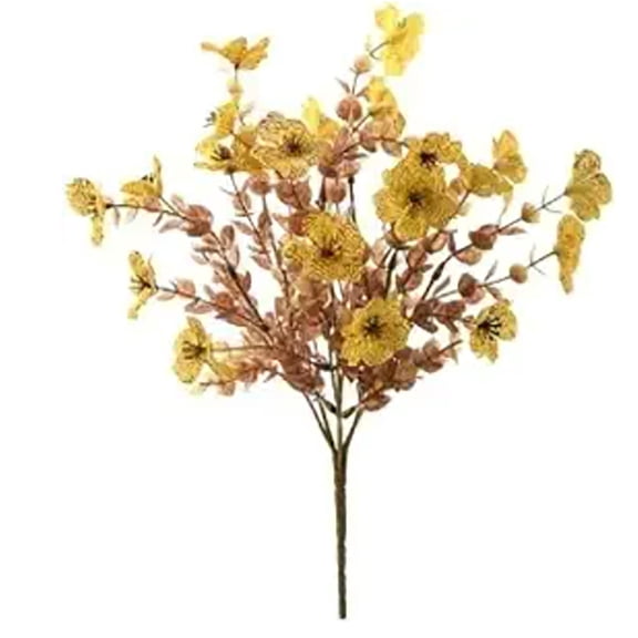 Artificial Fall Wildflower Bundle, Mums Artificial Flowers Outdoor, Faux Autumn Floral Picks, Artificial Flowers for Outdoors, Fake Plastic Flower Stems for Thanksgiving Indoor Vase Decor 1Pcs