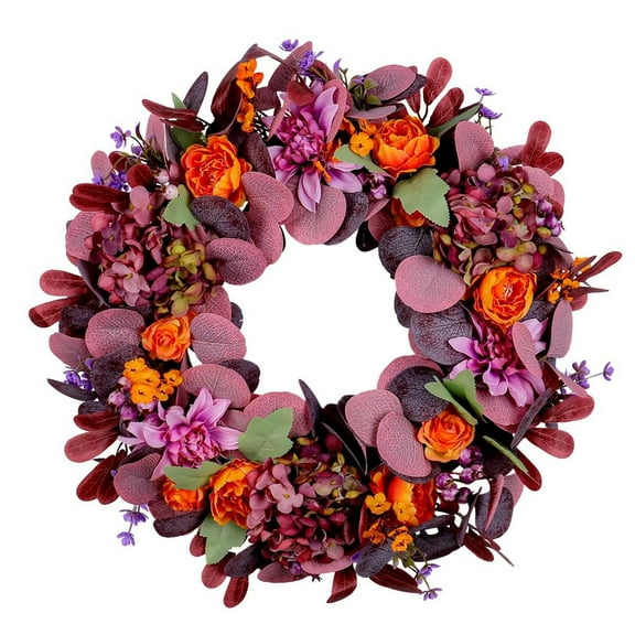 Artificial Fall Wreath, 18-Inch Diameter Versatile Door Wall Centerpiece For Seasonal Home Decor, With Lush Foliage And Seasonal Accents Arrangement