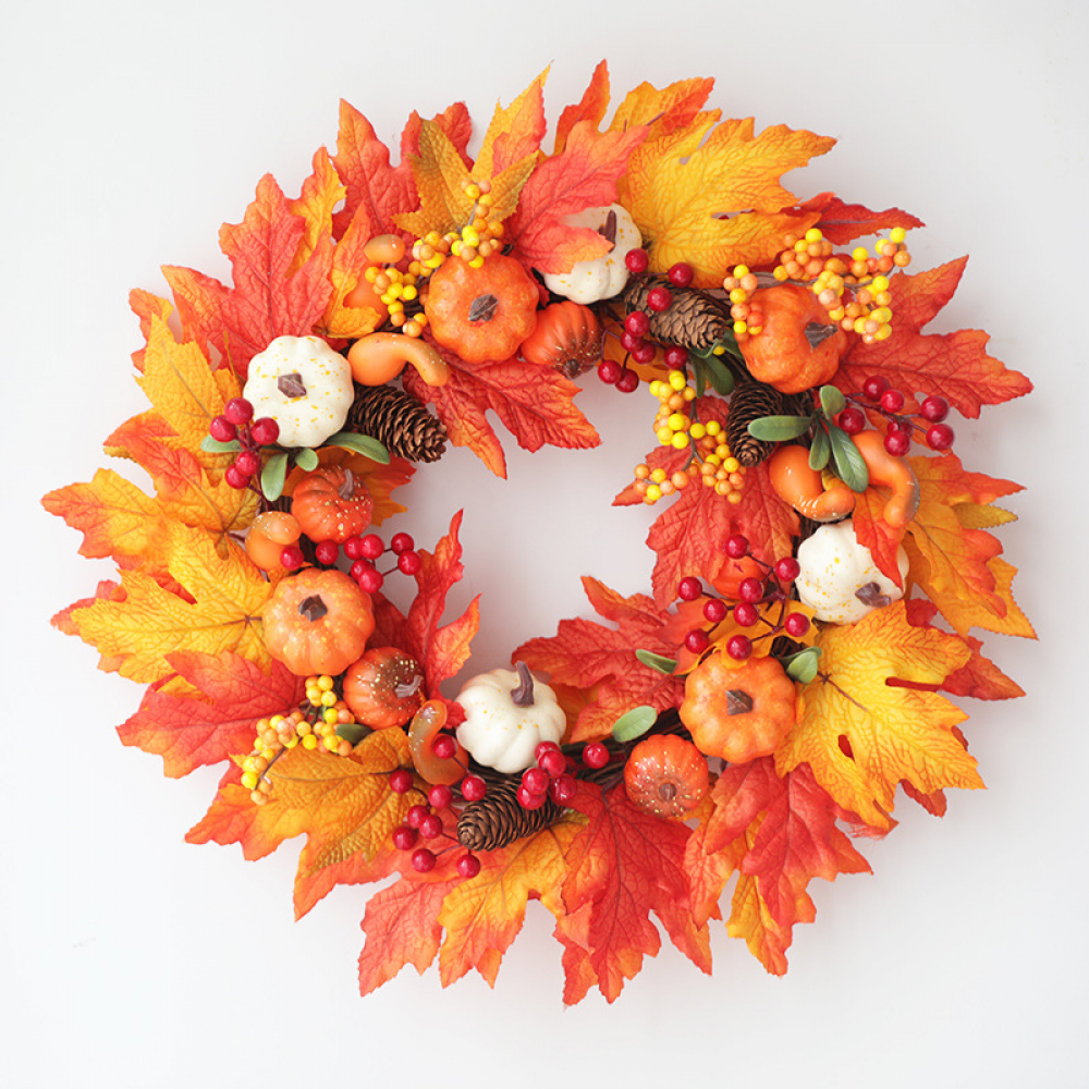 Artificial Fall Wreath 19.6 Inch Autumn Wreath for Front Door
