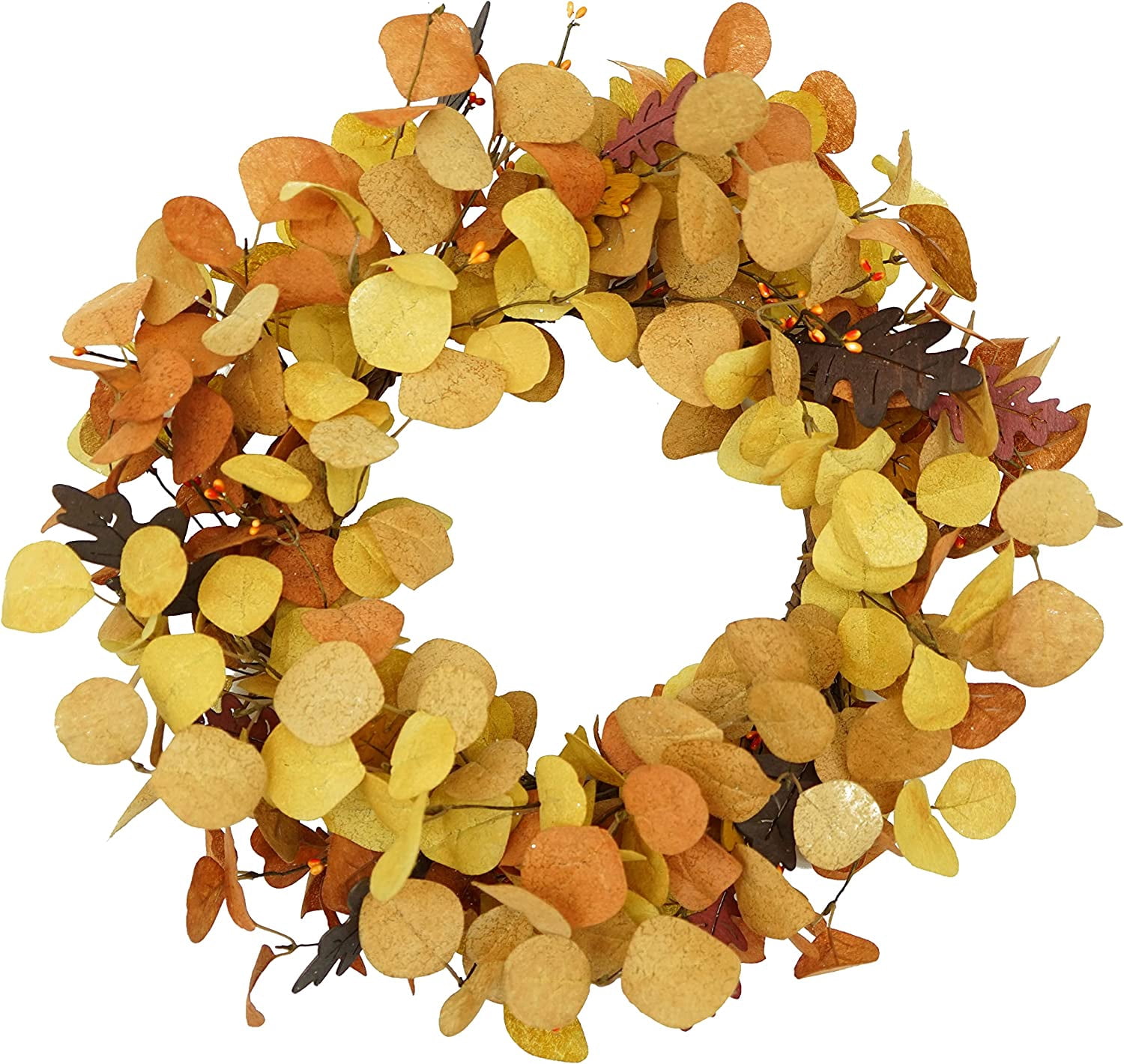 Artificial Fall Wreath for Front Door Autumn Eucalyptus Wreath with ...
