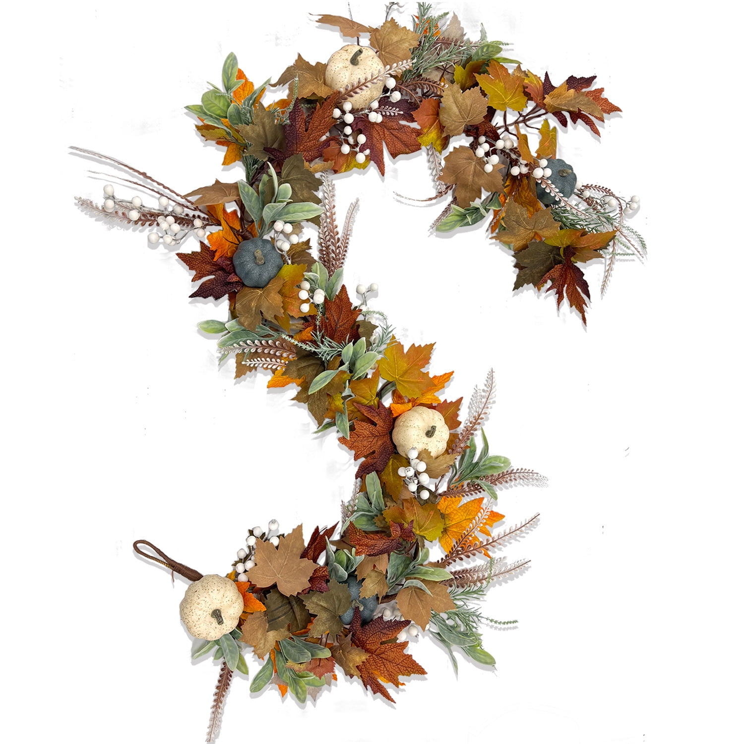 Artificial Fall Wreath for Front Door Garland Maple Leaf Pumpkin Vine Decor Creative Adornment Outdoor for Party Window Thanksgiving Wreaths