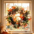 thumbnail image 1 of Artificial Fall Wreath for Front Door, Thanksgiving Maple Leaf Wreath with Mini Green Cream Pumpkins, Halloween Rustic Farmhouse Harvest Garland, 1 of 7