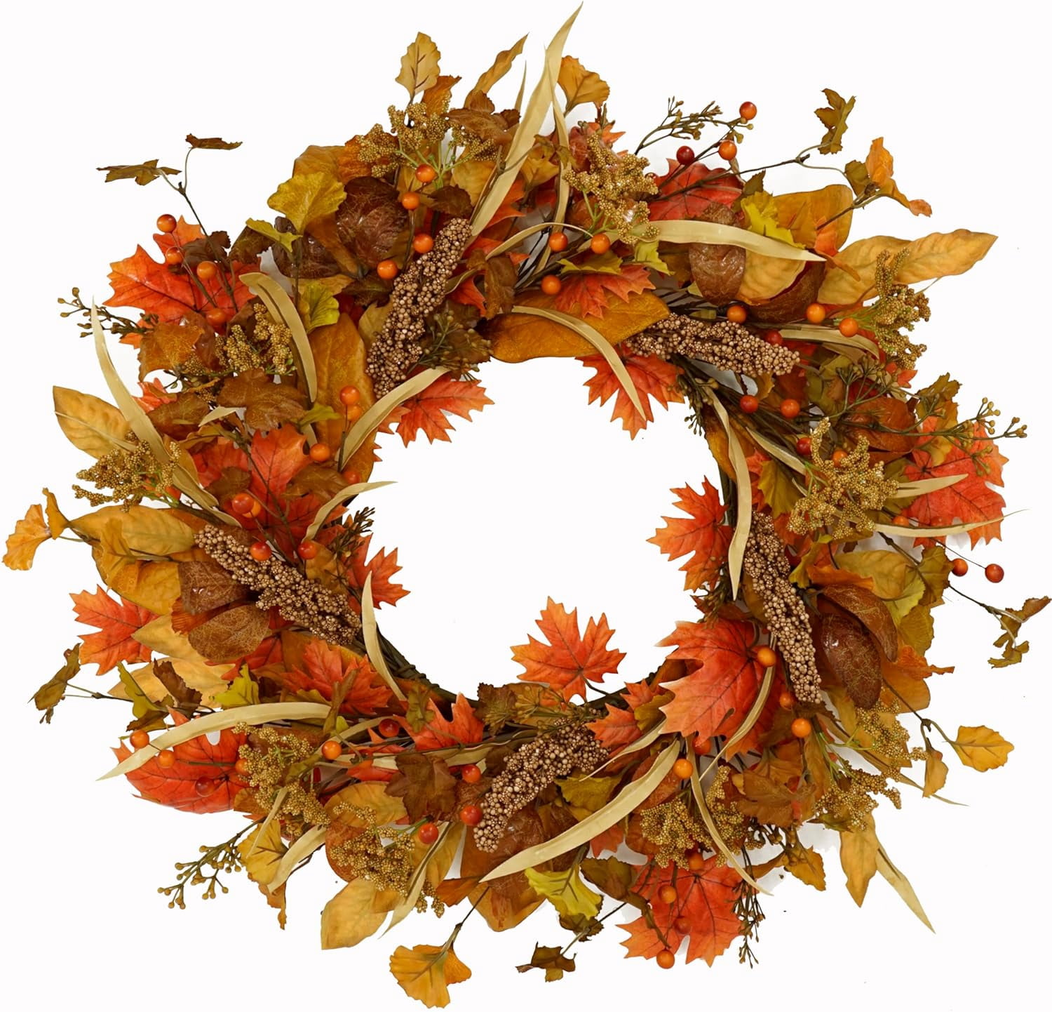 Artificial Fall Wreaths for Front Door Autumn Door Wreath with Maple ...