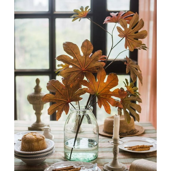 Artificial Fatsia Leaf in Autumn Red 32" Tall