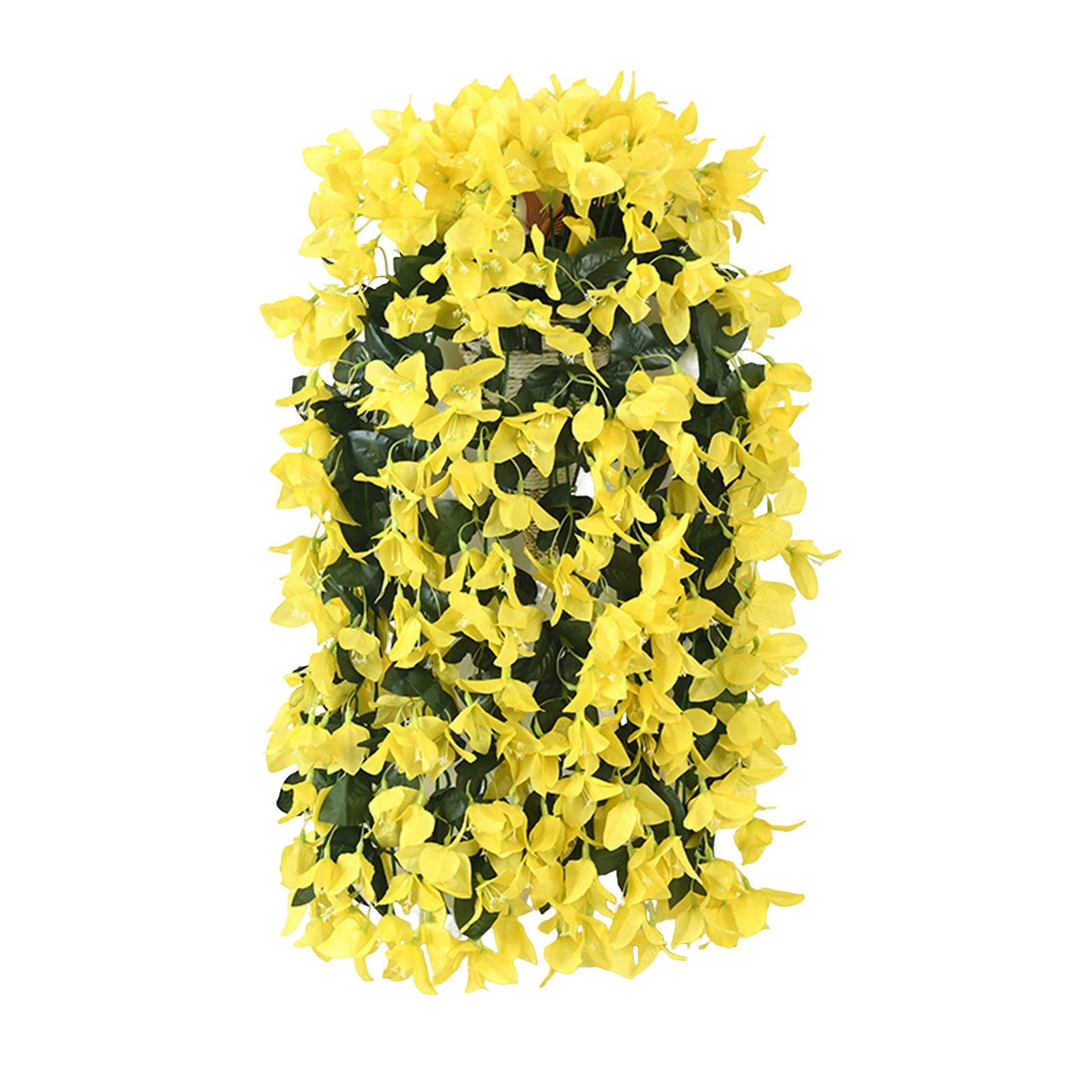 Artificial Faux Bougainvillea Flowers Plants for Outdoor Decoration, 1 PCS Fake Silk Long Trailing Vines UV Resistant Realistic for Front Door Porch Planter Patio Balcony,Yellow,28.74"