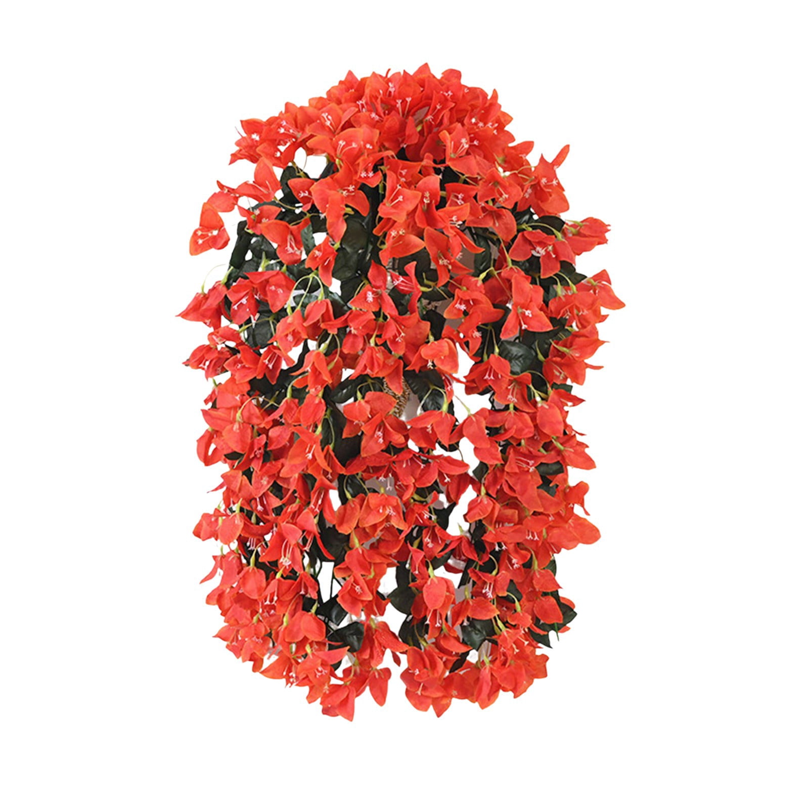 Artificial Faux Bougainvillea Flowers Plants for Outdoor Decoration, 1 PCS Fake Silk Long Trailing Vines UV Resistant Realistic for Front Door Porch Planter Patio Balcony,Orange-red,28.74"