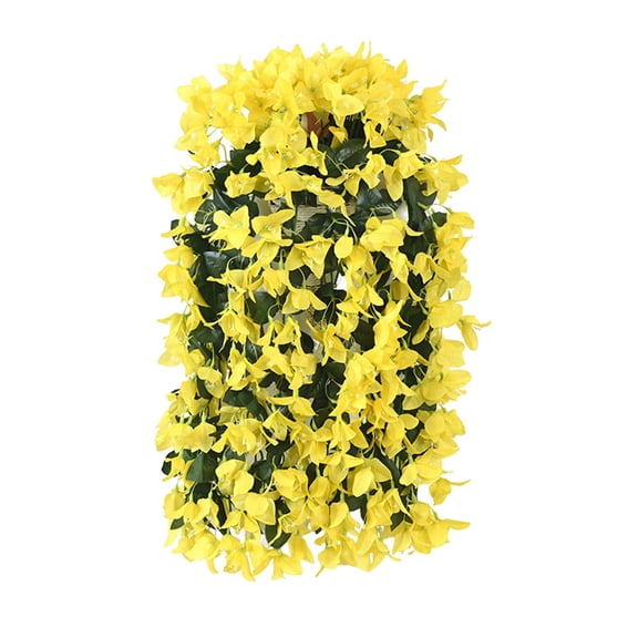 Artificial Faux Bougainvillea Flowers Plants for Outdoor Outside Summer Decoration, 1 Pc Fake Silk UV Resistant Long Trailing Vines for Front Door Porch Planter Balcony, 28.74 Inch, Yellow