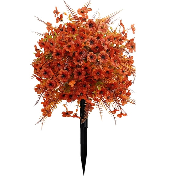 Artificial Faux Flowers Ground Stake Fake Flowers for Outdoor Garden Planters Yard Patio Decor Uv Resistant Lifelike Silkly Polyester Leaves Picks for Walkway Edges Cemetery Plots Containers