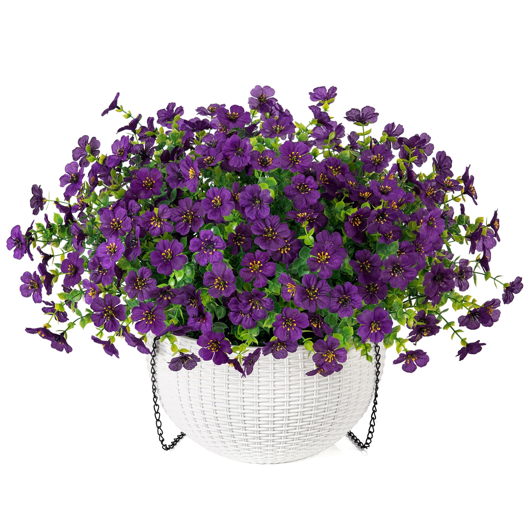 Artificial Faux Hanging Flowers Plants Basket for Outdoor Outside Porch ...