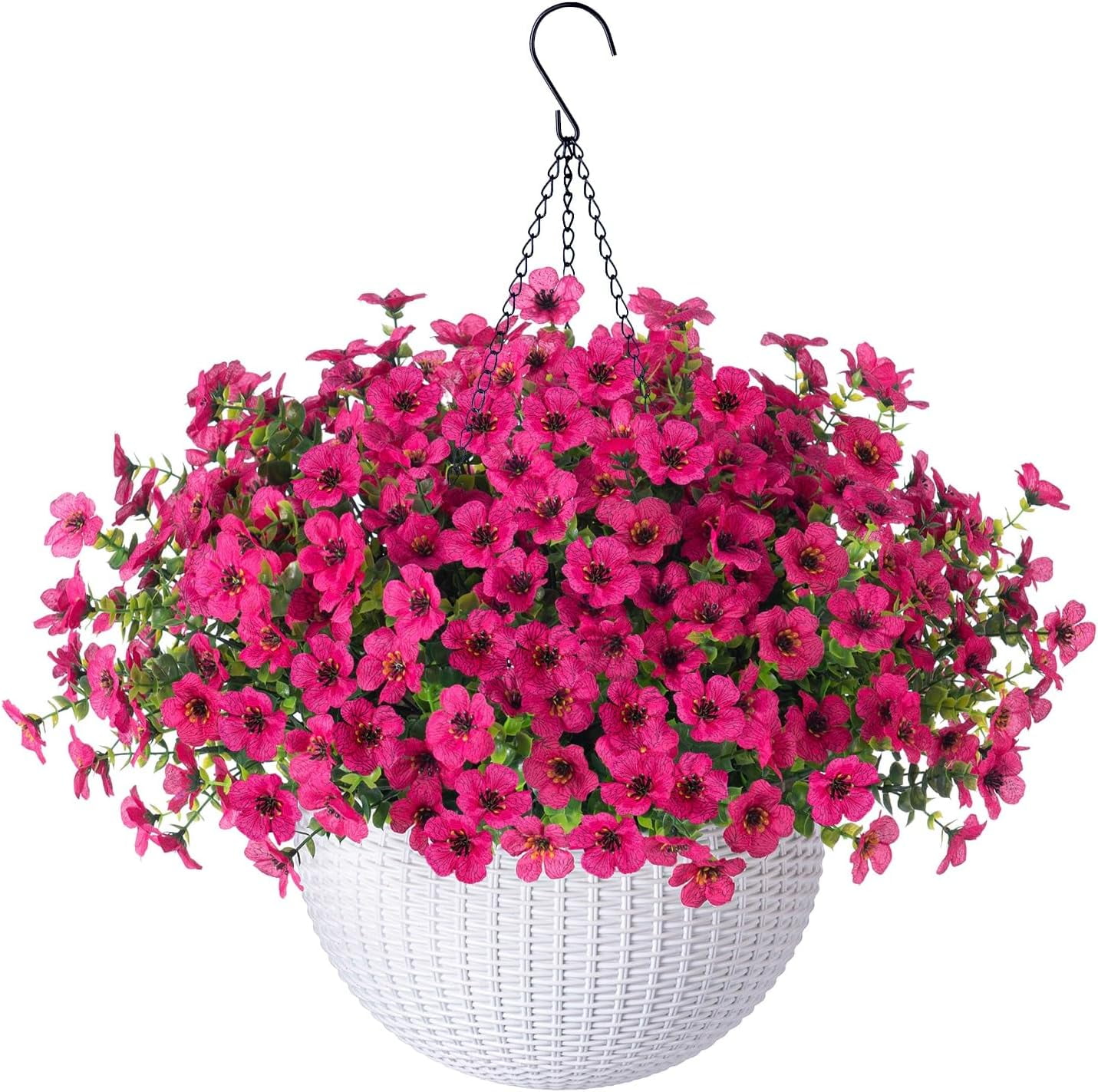 Artificial Faux Hanging Flowers Plants Basket for Outdoor Outside Porch ...