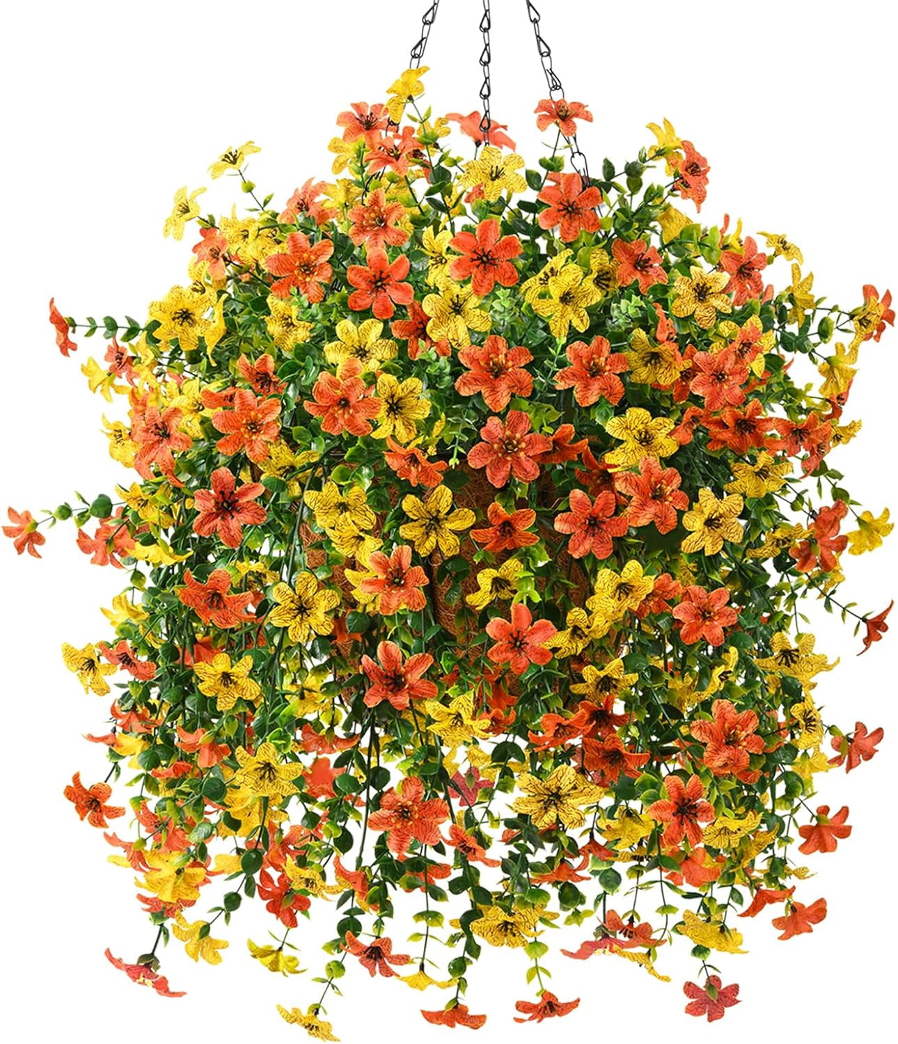 Artificial Faux Hanging Flowers Plants Basket for Outdoor Outside ...