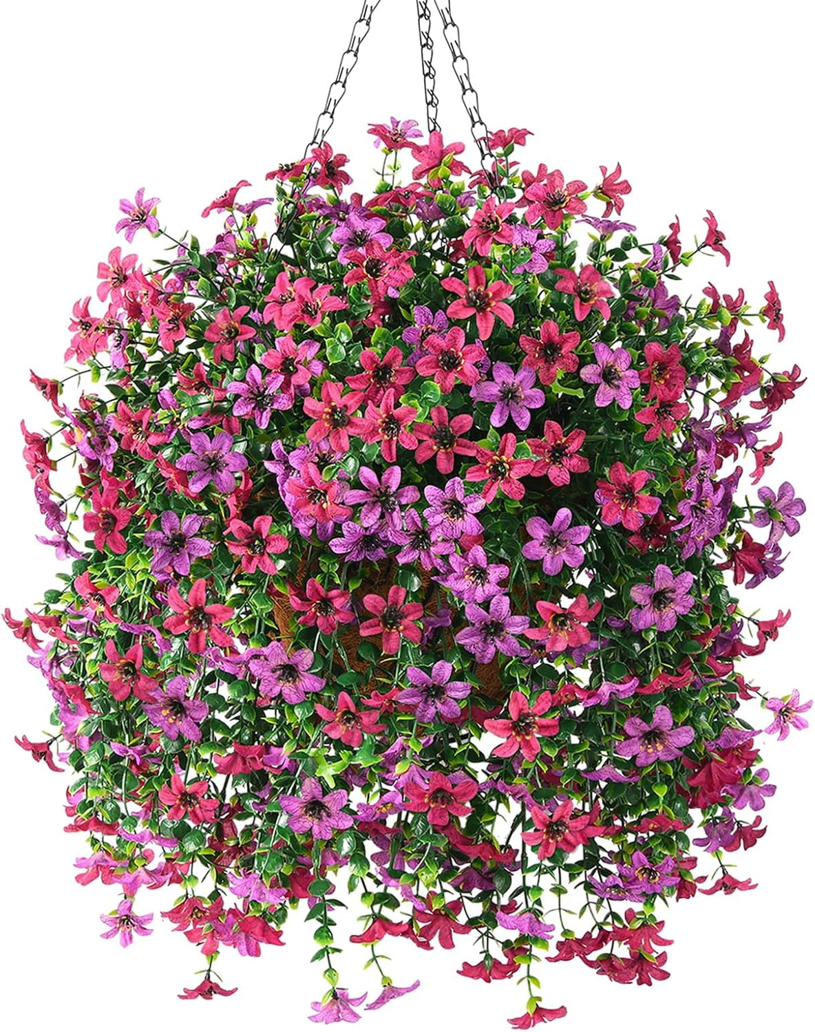 Artificial Faux Hanging Flowers Plants Basket for Outdoor Outside ...