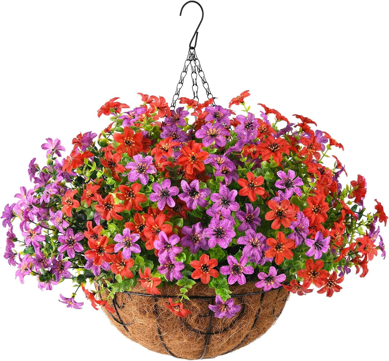Artificial Faux Hanging Flowers Plants Basket for Outdoor Spring ...