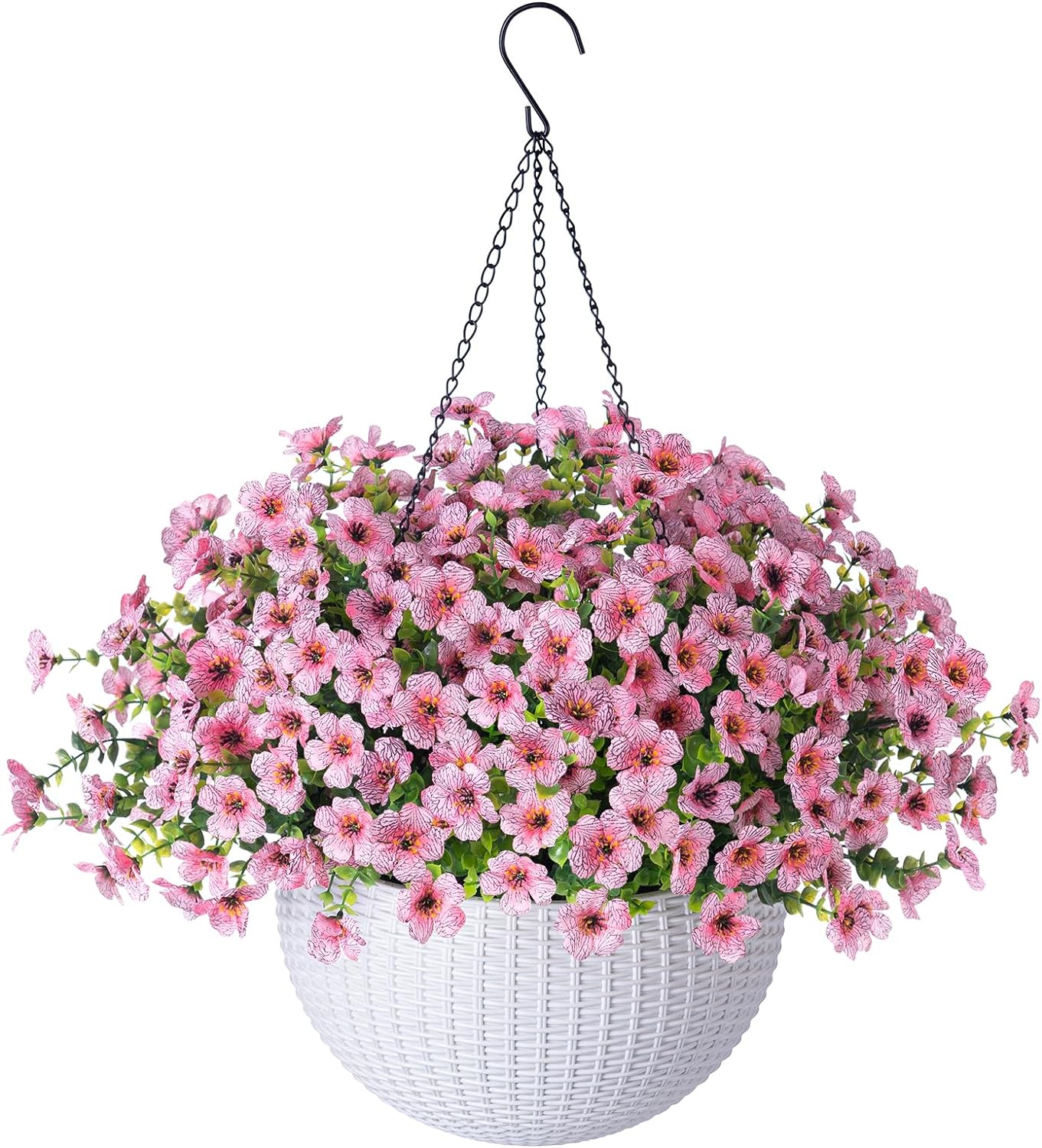 Artificial Faux Hanging Plants Flowers Basket for Outdoor Outside