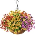 thumbnail image 1 of Artificial Faux Hanging Plants Flowers Basket Outdoor Porch Garden Spring Decoration,Fake Silk Daisy in Planter Realistic UV Resistant for Outside Home Patio Balcony Yard(Multicolor), 1 of 5