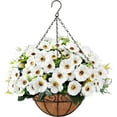 thumbnail image 1 of Artificial Faux Hanging Plants Flowers Basket Planter with Colorful Daisy Eucalyptus & Baby's Breath, UV Resistant Silk Fake Flowers for Spring Summer Outdoor Decor, Perfect for Porch Patio and Yard, 1 of 6