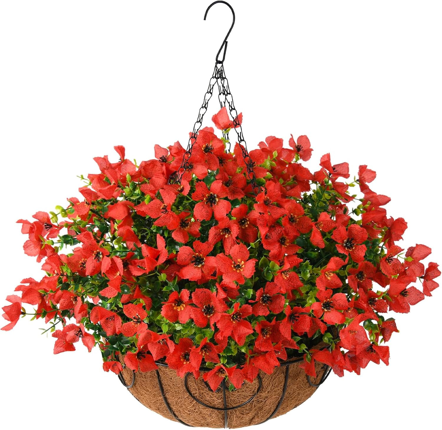 Artificial Faux Hanging Plants Flowers Basket for Spring Outdoor ...
