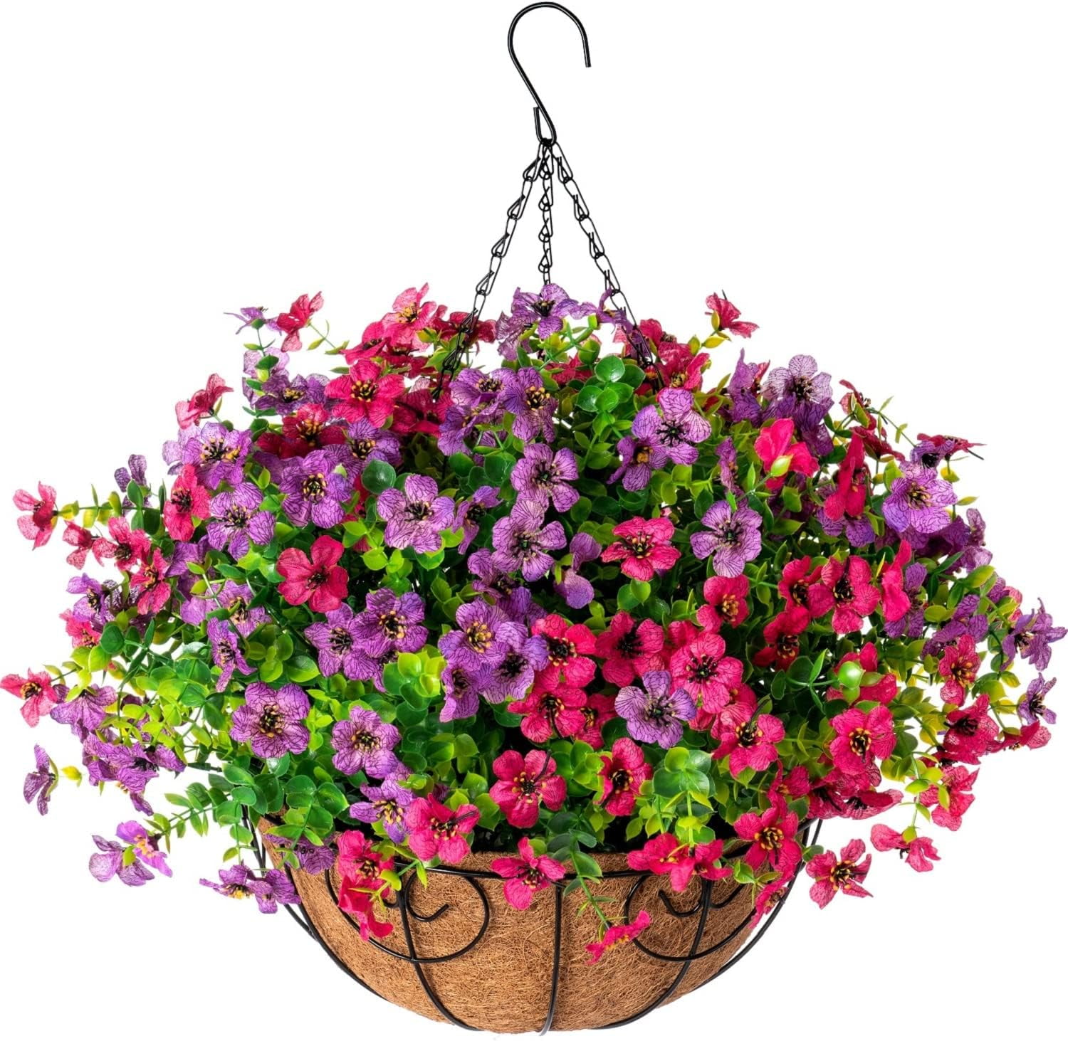 Artificial Faux Hanging Plants Flowers Basket for Spring Outdoor ...