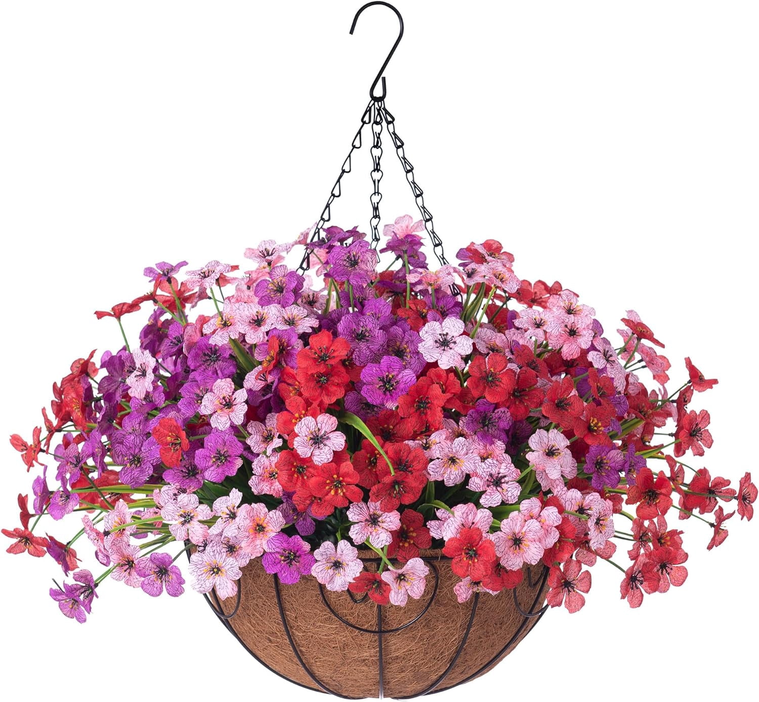 Artificial Faux Hanging Plants Flowers Basket for Spring Outdoor Porch ...