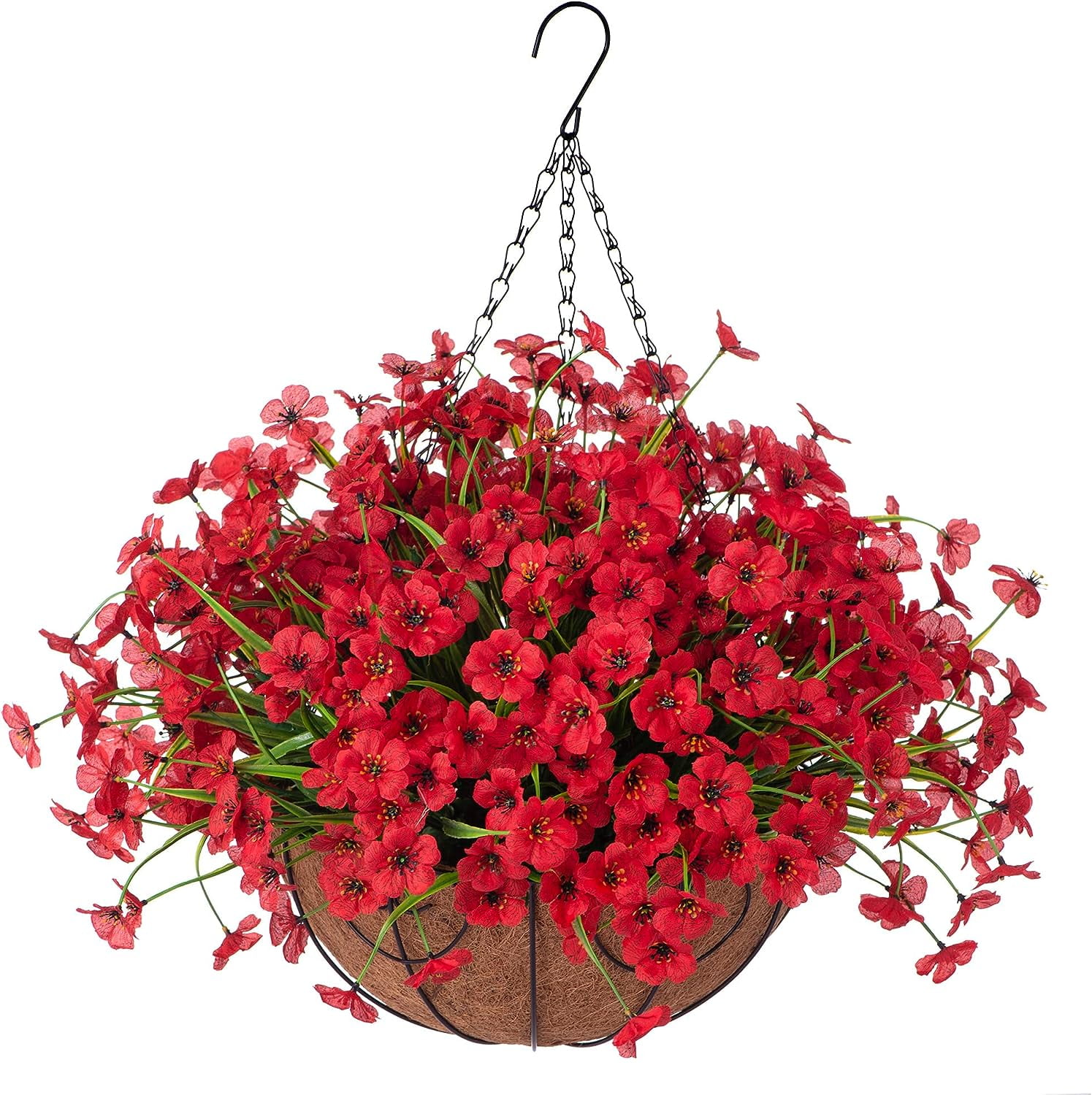 Artificial Fake Hanging Flowers with Basket for Spring Outdoor ...