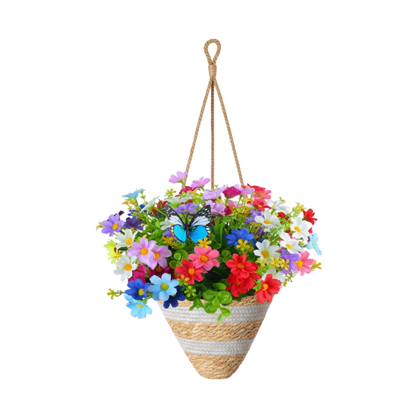 Artificial Faux Hanging Plants Flowers Basket for Summer Autumn Outdoor ...
