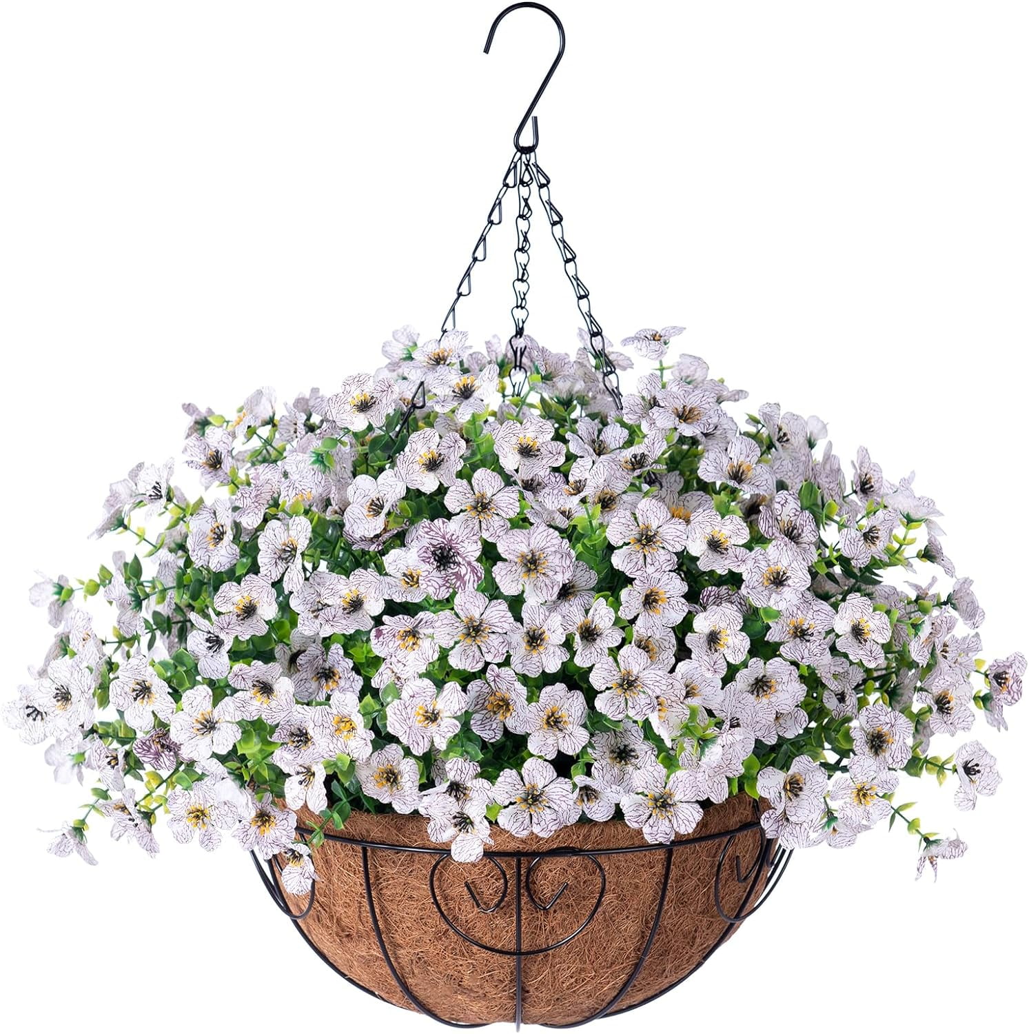 Artificial Faux Hanging Plants Flowers Basket for Summer Outdoor ...