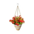 thumbnail image 1 of Artificial Faux Hanging Plants Flowers Basket for Spring, Red Daisy Flowers Eucalyptus UV Resistant Look Real for Outdoor Outside Porch Decoration, 1 of 8