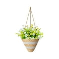 thumbnail image 1 of Artificial Faux Hanging Plants Flowers Basket for Spring, Red Daisy Flowers Eucalyptus UV Resistant Look Real for Outdoor Outside Porch Decoration, 1 of 8