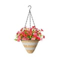 thumbnail image 1 of Artificial Faux Hanging Plants Flowers Basket for Spring, Red Daisy Flowers Eucalyptus UV Resistant Look Real for Outdoor Outside Porch Decoration, 1 of 8