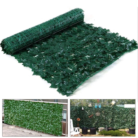 Artificial Faux Ivy Flexible Leaf Privacy Plastic Garden Fence, 50x300cm Green Garden Edging Border for Yard, Lawn, Vegetable Beds - Easy to Install, Weather-Resistant Decorative Fence