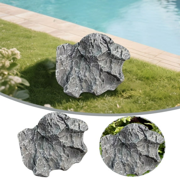 Artificial Landscape Rock Decorative Stone Grey Realistic Multipurpose Garden Decoration Yard Ornament, 17x18x12cm