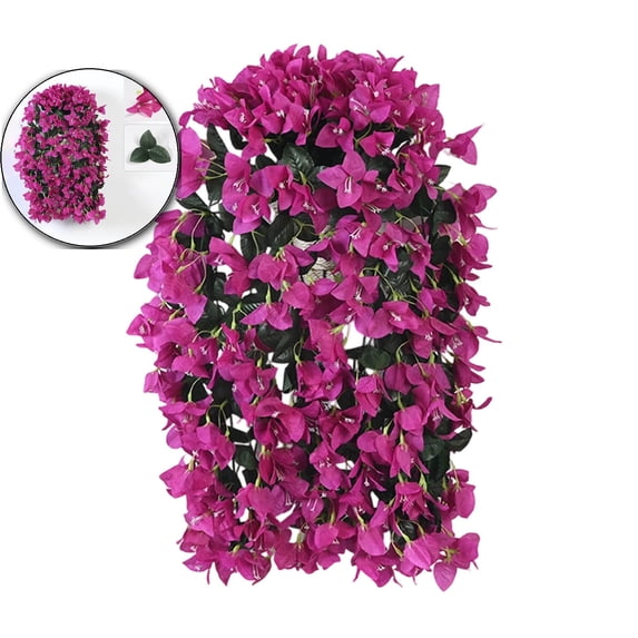 Artificial Faux Outdoor Bougainvillea Flowers Plants for Outside Summer Decoration, Fake Silk UV Resistant Realistic Long Trailing Vines for Porch Front Door Planter Patio Balcony