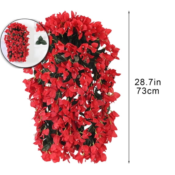 Artificial Faux Outdoor Bougainvillea Flowers Plants for Outside Summer Decoration, Fake Silk UV Resistant Realistic Long Trailing Vines for Porch Front Door Planter Patio Balcony