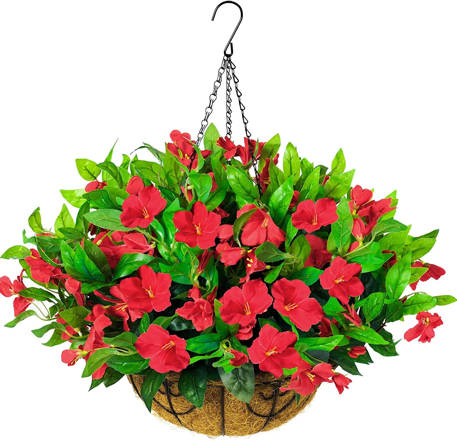 Artificial Faux Plants Flowers Hanging Basket for Outdoors Spring ...