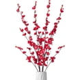 thumbnail image 1 of Artificial Faux Plants Flowers Indoor Spring Decor，4 Bundles Fake Silk Plum Blossom,Faux Silk Cherry Blossom Branches for Wedding Office Party Hotel Home Decor，Vase Not Included(White), 1 of 5