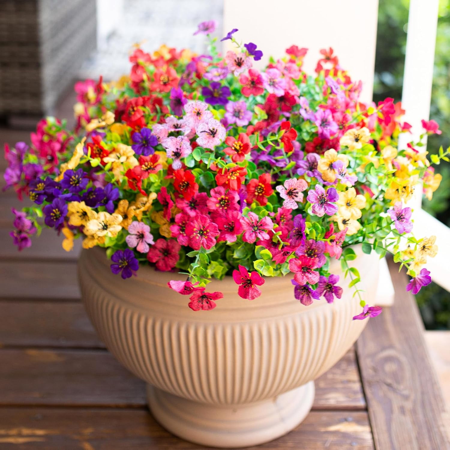 Artificial Faux Plants Flowers Outdoor Outside Decoration, 12 Bundles ...