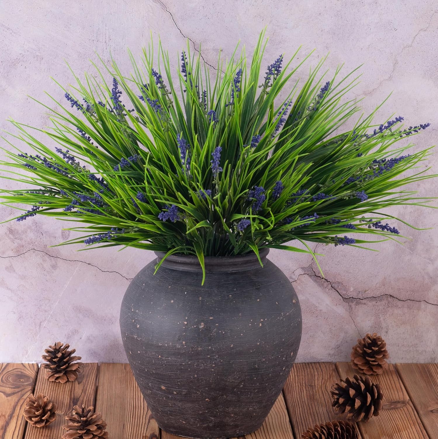 Artificial Faux Plants Flowers Outdoor Spring Decoration, 12 Bundles Fake Silk Colorful Daisy Eucalyptus Realistic UV Resistant for Outside Home Planter Porch Patio Window Yard Decor (Mix)