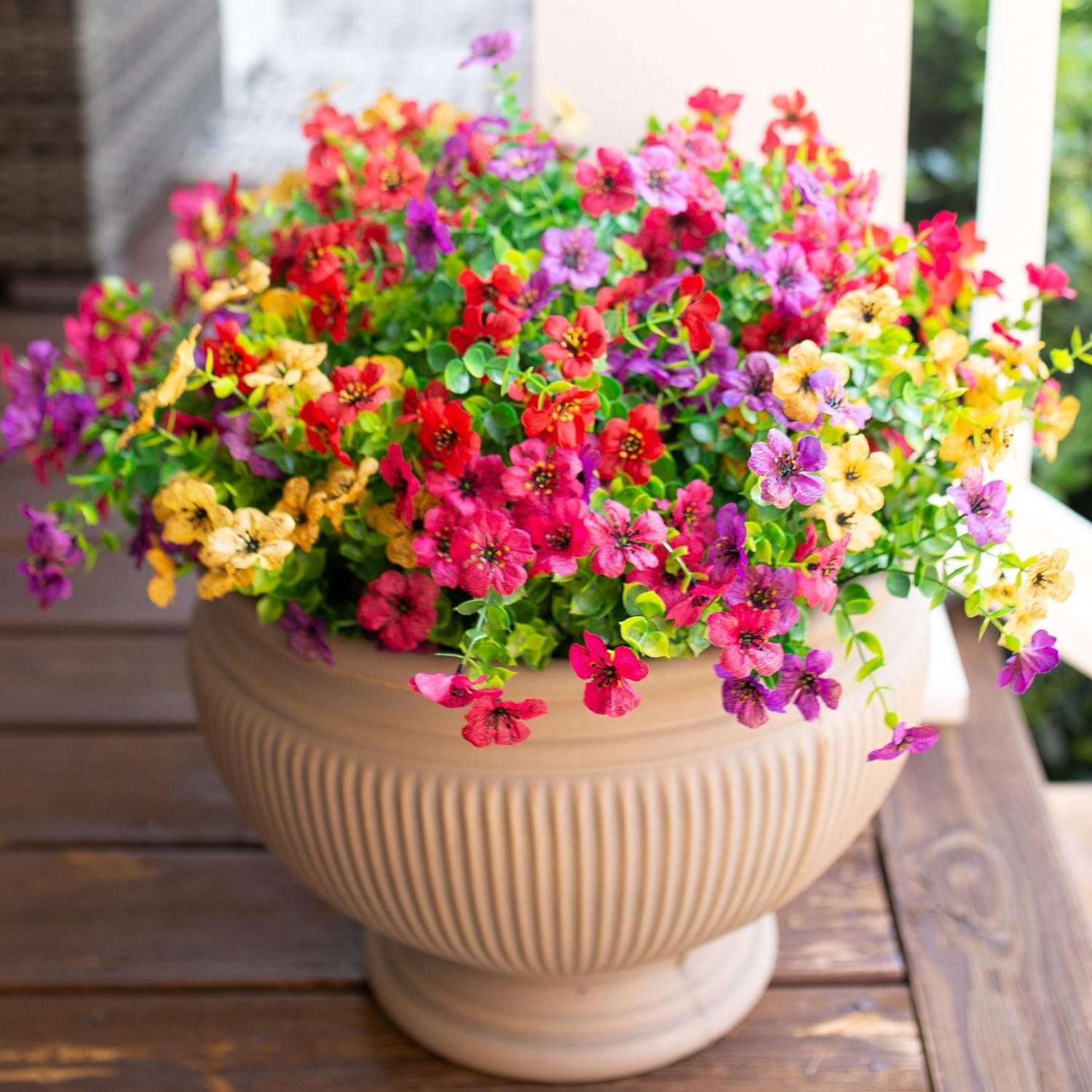 Colorful Silk and Plastic Daisy Arrangement for Outdoor Decor