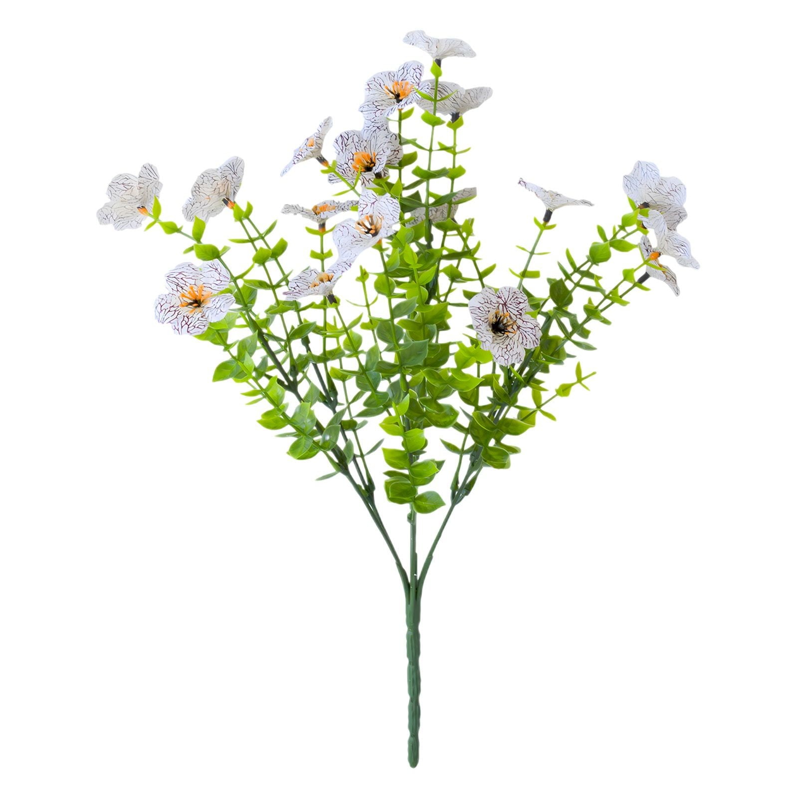 Artificial Faux Plants Flowers Outdoor Spring Summer Decoration, 12 Bundles Fake Silk Colorful Daisy Eucalyptus Realistic Uv Resistant For Outside Home Planter Porch Patio Yard Decor