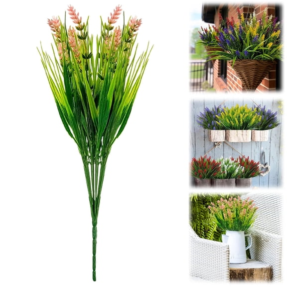 Artificial Faux Plants Outdoor Spring Decorations, Summer Fake Monkey Grass for Outside Porch, No Fade Outdoor Realistic Greenery Plant, UV Resistant Artificial Shrubs for Courtyard Window Garden