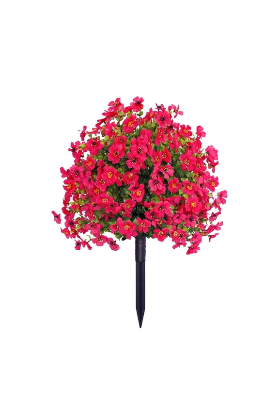 Artificial Faux Shrubs,Garden Stake Decor,22in Height,Spike-Base,Outdoor Garden,Wedding Party,Durable Plastic,Porch Patio Accessory|Plastic,Watermelon Red,MIANHT