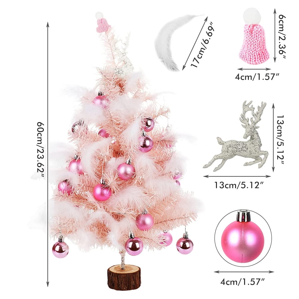 Artificial Feather Christmas Tree with LED Fairy Lights Mini Lighted