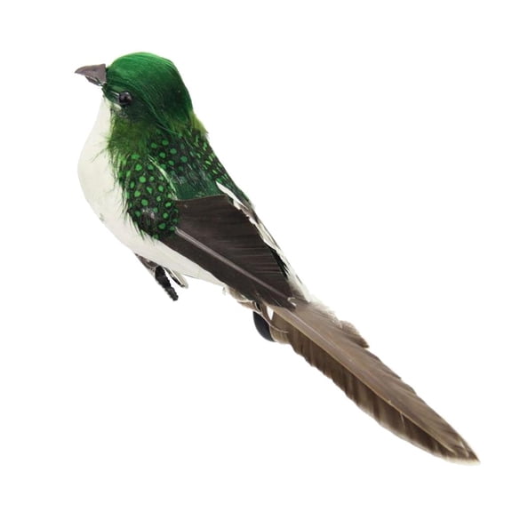 Artificial Feathered Birds Figurine Animal Statue for Decor , Green