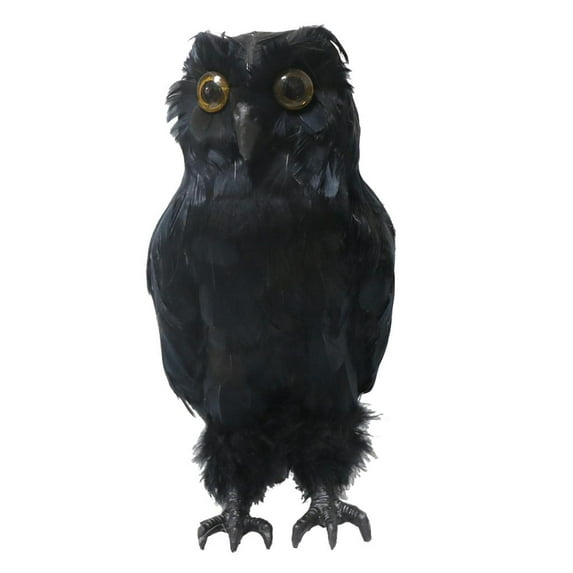 Artificial Feathered Fake Owl, Realistic Animal Statues Simulation Ornaments, for Home Tabletop Décor, Garden Decoy