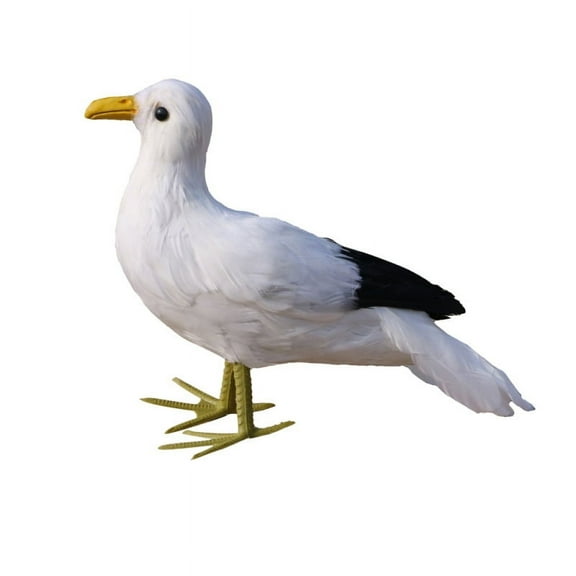 Artificial Feathered Seagull Standing Birds Figurine Animal Statue for Indoor & Outdoor Decor